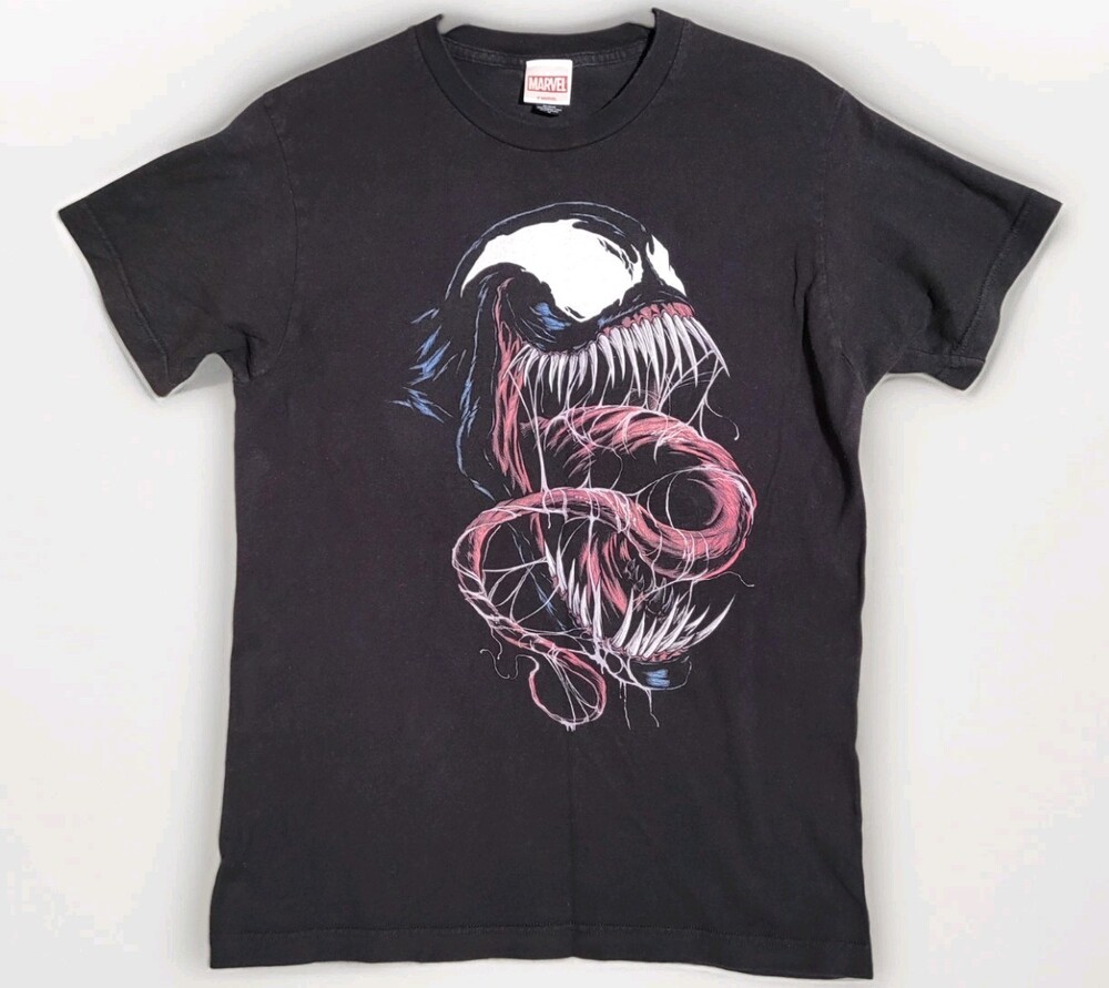 Vtg Marvel Comics Venom T Shirt Mens Small Black Spider-Man Art